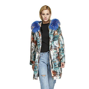 Fur Story Women's Parka Jacket Raccoon Fur Hood Fur Coat for Winter Detachable Lamb Fur Lining 18107
