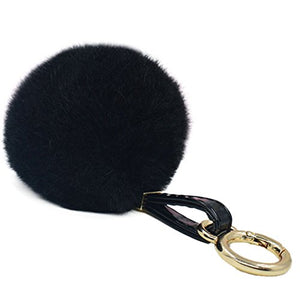 Fur Story 16816 Real Rex Rabbit Fur Pompom Ball Car Key Chain Handbag Key Rings