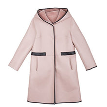 Load image into Gallery viewer, Fur Story Women&#39;s Synthetic Leather Long Coat with Real Lamb Fur Hoodie Double Faced Fur Full Sleeve O Neck