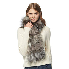 Load image into Gallery viewer, Women&#39;s Rex Rabbit Fur Scarf Ladies Winter Warm Knitted Flowers Crochet Fashion Scarf Scarves for Women Men Fur Story FS19502