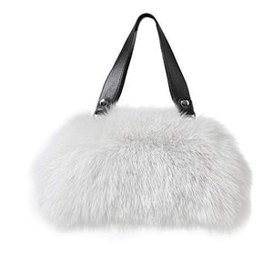 Fur Story Women's Winter Fur Fox Handbag Leather Ladies Shoulder Bag