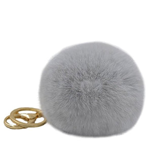 Fur Story 16802 Real Rex Rabbit Fur Pompom Ball Car Key Chain Handbag Key Rings