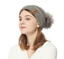 Load image into Gallery viewer, Pilipala Womens Winter Knit Beanie Hat Slouchy Warm Pom Pom Hat Faux Fur Caps for Women Ladies Girls