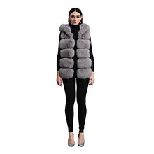 Load image into Gallery viewer, fur story Women&#39;s Fur Vest Hoodie with Real Fox Fur Thick Warm Vest with Hood Sleeveless
