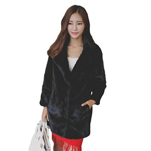 Fur Story Women's Long Fur Coat with Real Mink Fur Thick Warm Coat Full Sleeve Length 75CM