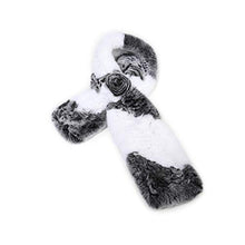 Load image into Gallery viewer, Fur Story Women&#39;s Rex Rabbit Fur Scarf Ladies Winter Warm Knitted Flowers Crochet Fashion Scarf Scarves for Women Men(FS19503A-Gray White)