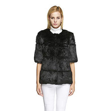 Load image into Gallery viewer, fur story FS18110 Women's Rabbit Fur Coat Solid Color Fur Jacket for Winter with Round Collar Half Sleeve