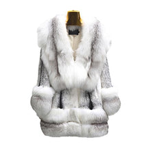 Load image into Gallery viewer, Fur Story 16051 Women&#39;s Long Real Mink Fur Coat with Fox Fur Cuff and Hem