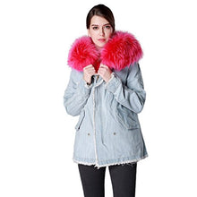 Load image into Gallery viewer, Fur Story Women&#39;s Real Fur Coat with Fox Fur Lining and Raccoon Fur Collar Full Sleeve