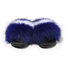 Load image into Gallery viewer, Fur Story Women&#39;s Fox Fur Slides Furry Slide for Outdoor Fluffy Sandals Open Toe Fur Slippers