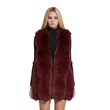 Load image into Gallery viewer, fur story Women&#39;s Fur Vest with Real Fox Fur Thick Warm Vest Sleeveless V Neck