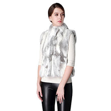 Load image into Gallery viewer, fur story Women&#39;s Fur Vest with Real Rabbit Fur Thick Warm Vest Sleeveless Stand up Collar