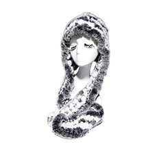 Load image into Gallery viewer, Fur Story 15670 Women&#39;s Knitted Real Rabbit Fur Beanie Hat with Fur Hat Scarf