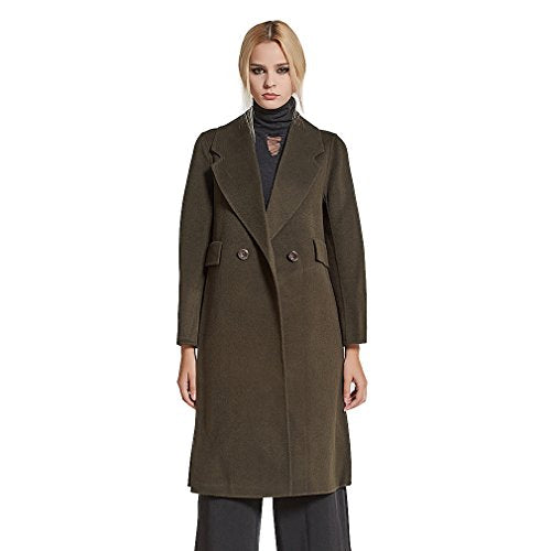 fur story Women's Long Double Faced Cashmere Coat Handmade Fashion Ladies Double Breasted Coat Full Sleeve