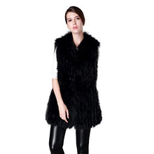 Load image into Gallery viewer, fur story Women&#39;s Long Fur Vest with Real Fox Fur Thick Warm Vest Sleeveless V Neck