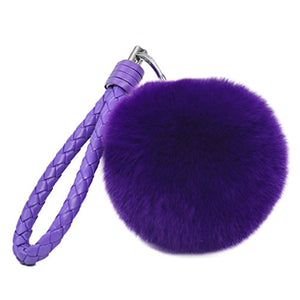 Fur Story 16821 Real Rex Rabbit Fur Pompom Ball Car Key Chain Handbag Key Rings