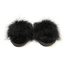 Load image into Gallery viewer, Women&#39;s Furry Fur Slippers Memory Foam House Slippers House Shoes(Black,6.5-7)