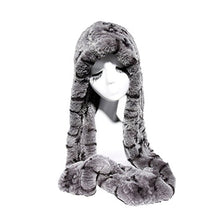 Load image into Gallery viewer, Fur Story 15670 Women&#39;s Knitted Real Rabbit Fur Beanie Hat with Fur Hat Scarf