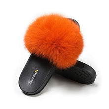 Load image into Gallery viewer, Fur Story Women&#39;s Fox Fur Slides Furry Slide for Outdoor Fluffy Sandals Open Toe Fur Slippers