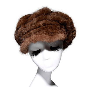 Fur Story 15669 Women's Knitted Real Mink Fur Beret Hat