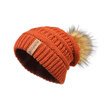 Load image into Gallery viewer, Knit Beanie Hat Faux Fur Pom Caps