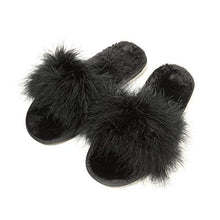 Load image into Gallery viewer, Women&#39;s Furry Fur Slippers Memory Foam House Slippers House Shoes(Black,6.5-7)