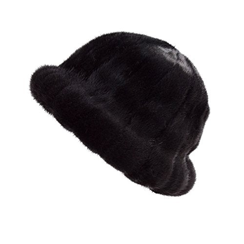 Fur Story Women's Fur Bucket Hat for Winter Fur Hat with Genuine Mink Fur