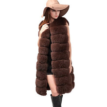 Load image into Gallery viewer, fur story Women&#39;s Long Fur Vest with Real Fox Fur Thick Warm Vest Sleeveless O Neck