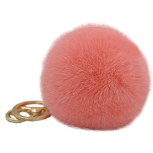 Load image into Gallery viewer, Fur Story 16802 Real Rex Rabbit Fur Pompom Ball Car Key Chain Handbag Key Rings