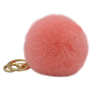 Fur Story 16802 Real Rex Rabbit Fur Pompom Ball Car Key Chain Handbag Key Rings