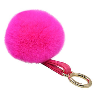 Fur Story 16816 Real Rex Rabbit Fur Pompom Ball Car Key Chain Handbag Key Rings