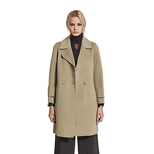 fur story Women's Long Double Faced Cashmere Coat Handmade Fashion Ladies Double Breasted Coat Full Sleeve