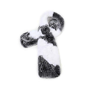 Fur Story FS19503 Women's Rex Rabbit Fur Scarf Ladies Flowers Crochet Winter Warm Knitted Fashion Scarf Scarves for Women