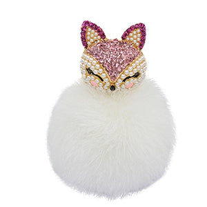 Fur Story 16822 Real Rex Rabbit Fur Pompom Ball Car Key Chain Handbag Key Rings