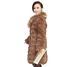 Load image into Gallery viewer, fur story Women&#39;s Long Real Rabbit Fur Coat with Raccoon Fur Collar