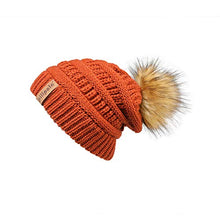 Load image into Gallery viewer, Knit Beanie Hat Faux Fur Pom Caps