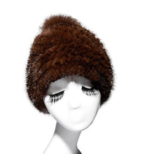Load image into Gallery viewer, Fur Story Women&#39;s Knitted Real Mink Fur Beanie Hat with Fox Fur Pom Pom Skullies Hat