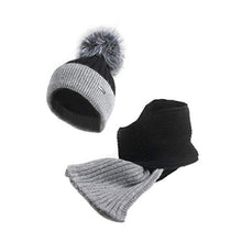 Load image into Gallery viewer, Pilipala Kids Winter Knitted Hat Pom Pom Beanie Circle Scarf Boys Girls Soft Warm Cap Fleece Toddler Earflap