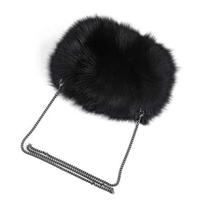 Fur Story Purses for Women Metal Strap Crossbody Bags Small Sling Bag Fuzzy Shoulder Bag Cute Plush Bag