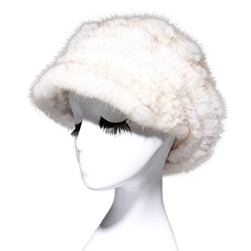 Fur Story 15669 Women's Knitted Real Mink Fur Beret Hat