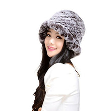 Load image into Gallery viewer, Warm Hat Winter Cap Winter Beanie Women&#39;s Knitted Real Rex Rabbit Fur Hat Cloche Fedora Cap Fur Story FS14607