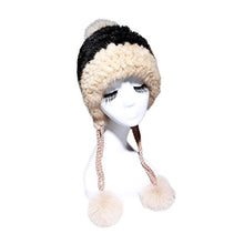 Load image into Gallery viewer, Fur Story 15664 Women&#39;s Knitted Real Mink Fur Beanie Hat Fox Fur Pom Pom Cap