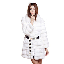 Load image into Gallery viewer, fur story Women&#39;s Long Real Rabbit Fur Coat with Fox Fur Collar Thick Warm Coat Full Sleeve