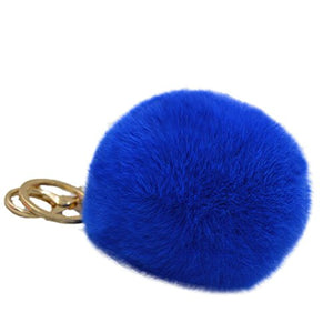 Fur Story 16802 Real Rex Rabbit Fur Pompom Ball Car Key Chain Handbag Key Rings