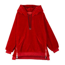 Load image into Gallery viewer, Fur Story Women&#39;s Real Lamb Fur Coat with Hood Thick Warm Pullover Full Sleeve O Neck