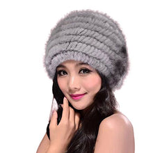 Load image into Gallery viewer, Fur Story 14629 Women&#39;s Knitted Real Mink Fur Skullies Beanie Hat