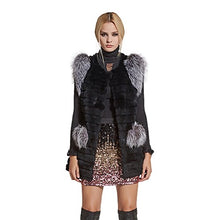 Load image into Gallery viewer, Women&#39;s Genuine Rabbit Fur Coat with Fox Fur Cuffs Warm Winter Coat 17216