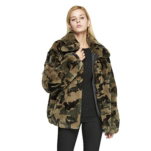 Fur Story Women's Rex Rabbit Fur Coat for Winter Camouflage Fur Jacket 18129