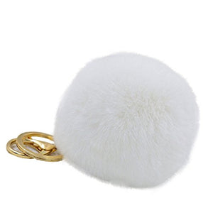 Fur Story 16802 Real Rex Rabbit Fur Pompom Ball Car Key Chain Handbag Key Rings