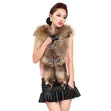 Load image into Gallery viewer, Fur Story Women&#39;s Short Real Rabbit Fur Vest with Raccoon Fur Collar